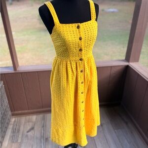 J.Crew Yellow Button-Down Sundress Small Cotton